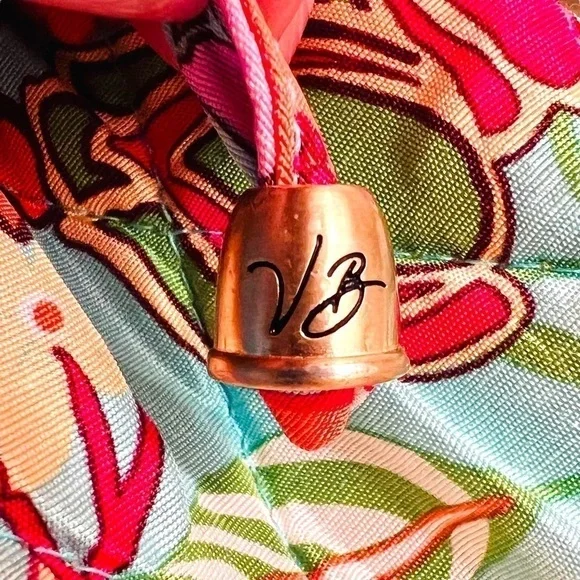 Vera Bradley 100% Silk Collection Tropical Floral Shoulder Bag Purse Aqua Coral - Picture 7 of 16